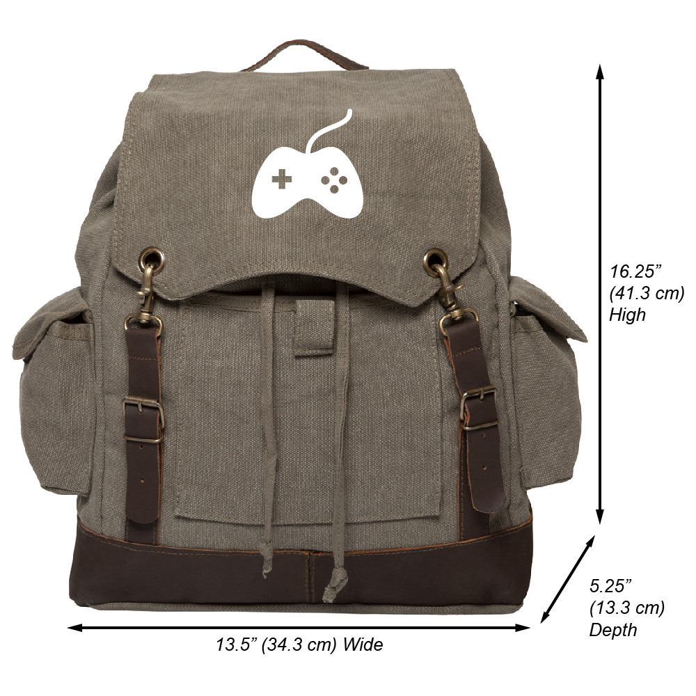 Xbox One Controller Vintage Canvas Rucksack Backpack with Leather