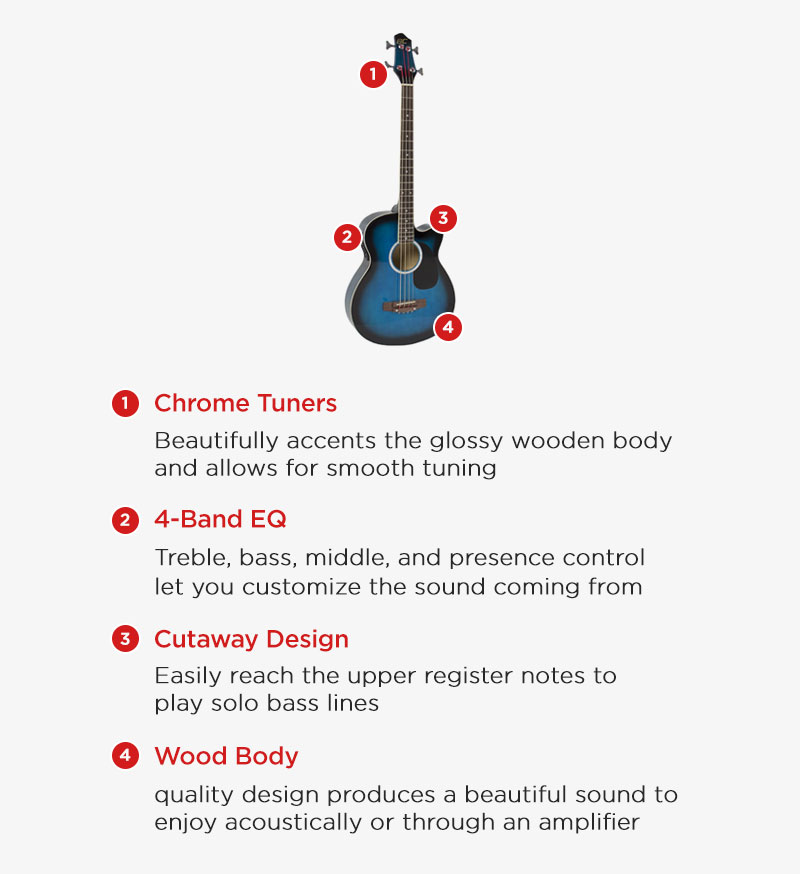 Acoustic Electric Bass Guitar w/ Equalizer, Truss Rod Best Choice