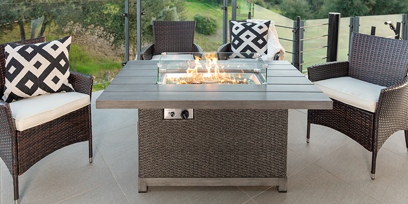 52in 50,000 Btu Wicker Propane Fire Pit Table W  Aluminum Top, Cover 