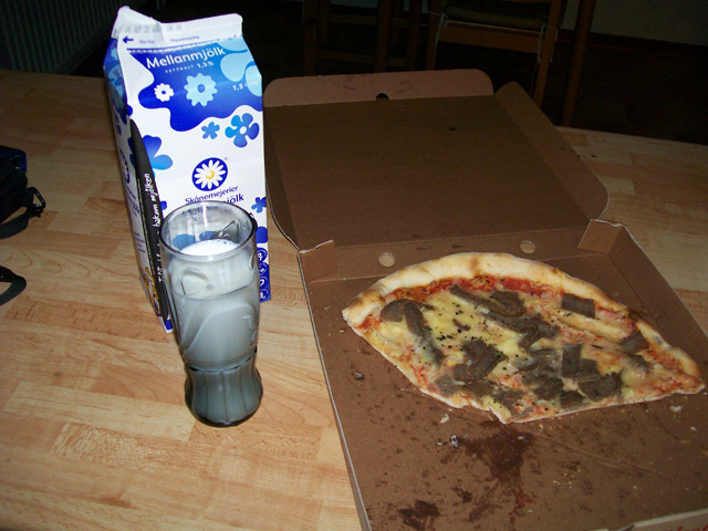 Pizza and milk