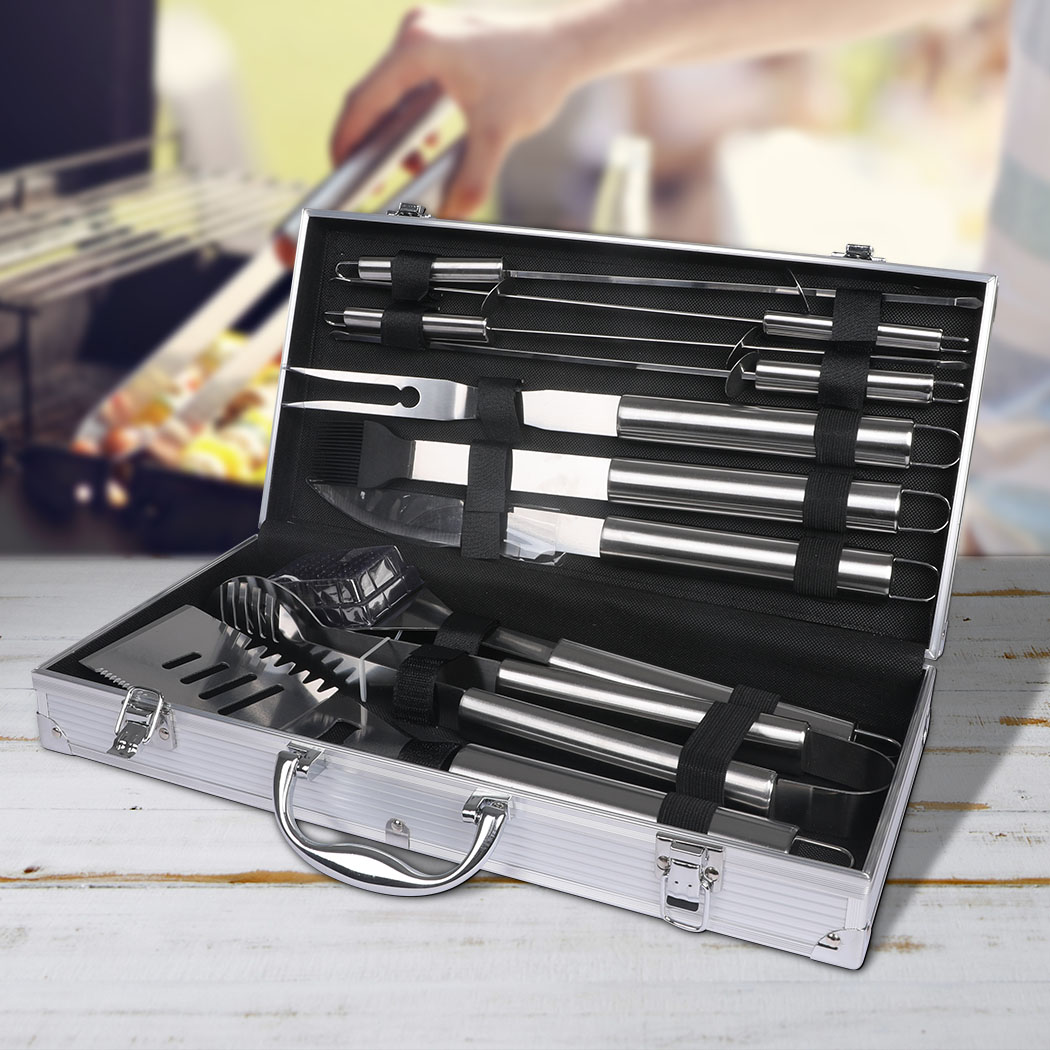 Moyasu 10Pcs BBQ Tool Set Stainless Steel Outdoor Barbecue accessory Grill Cook
