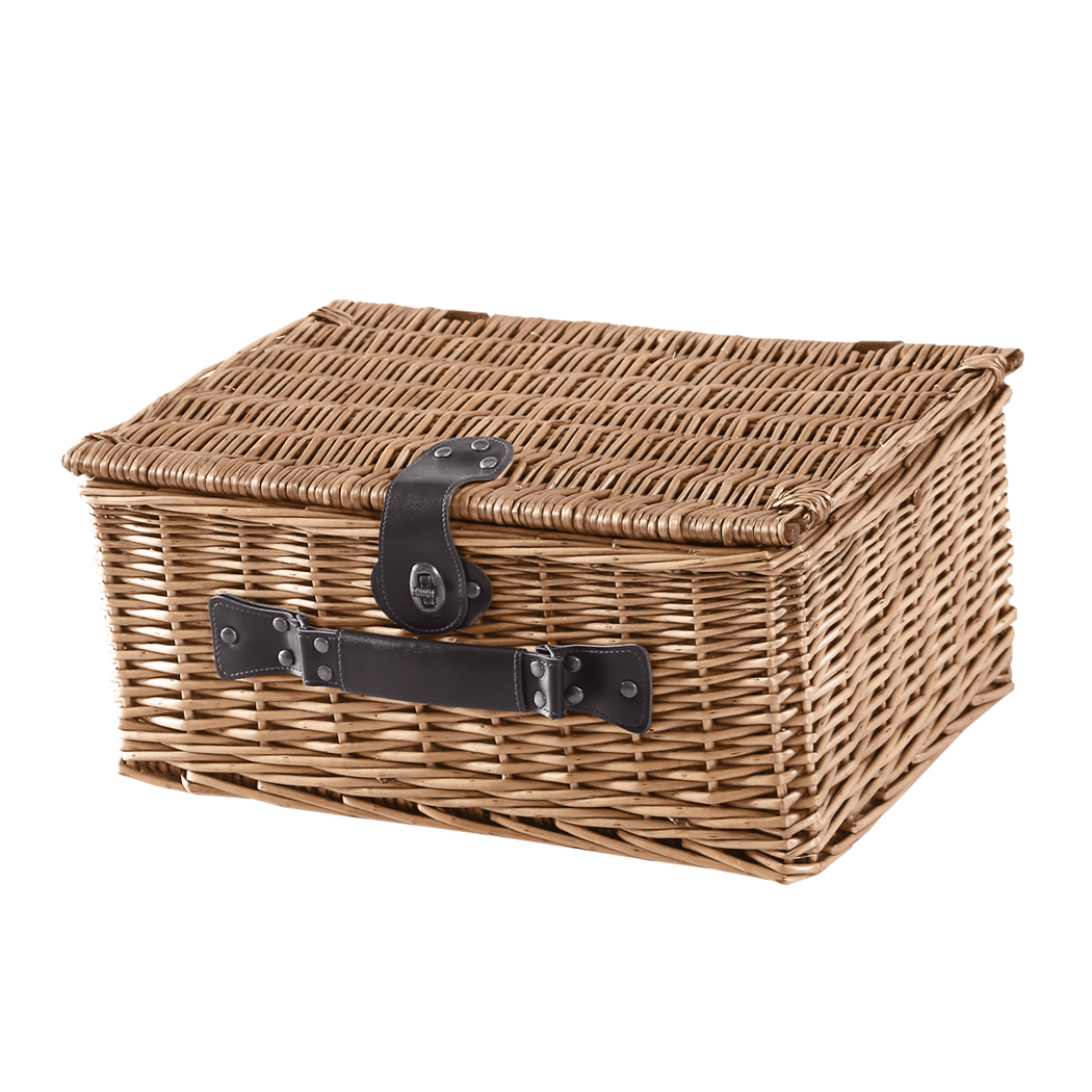 4 Person Picnic Basket Baskets Set Outdoor Deluxe Willow Gift Storage Carry Trip