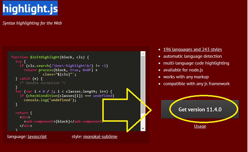 highlight JS caja de codigo