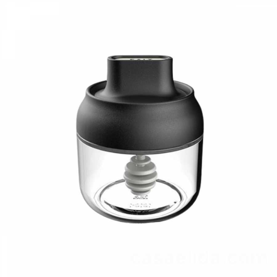 Frasco para miel negro, 11xØ8cm, cuchara mielera