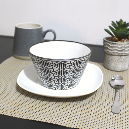 Bowl motivo tribal/blanco,  7.5xØ13.5cm