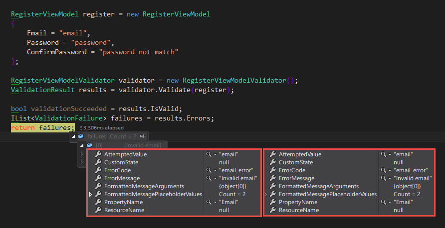 FluentValidation Debug