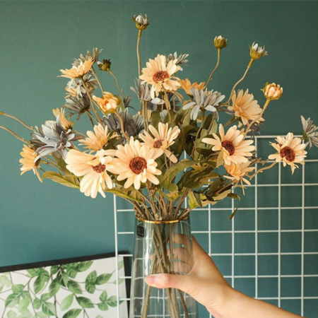 Flor artificial café claro, 48cm