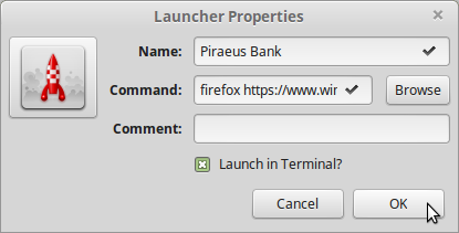 18). Enter Piraeus Bank details in Launcher Properties