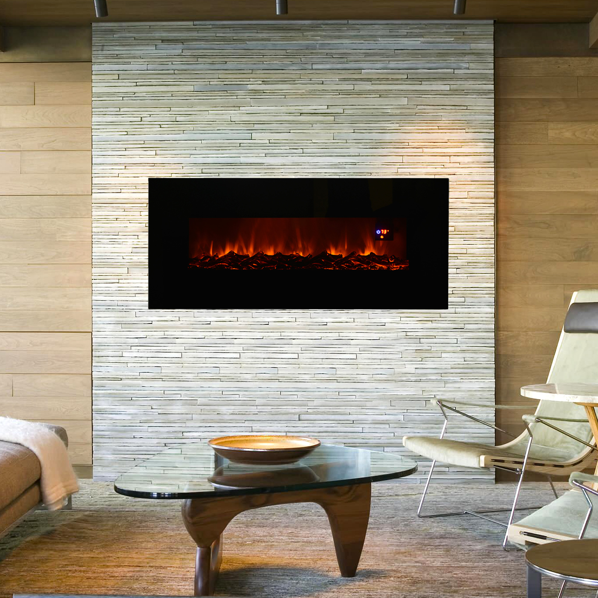 BCP 50in Electric Wall Mounted Fireplace Heater Black 9780708966839 eBay