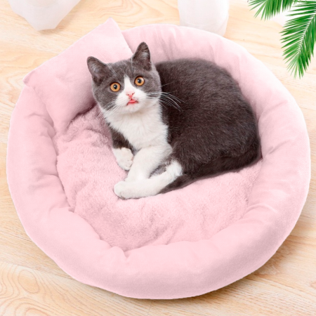 Cama para mascota + 1 almohada rosado, 12xØ50cm