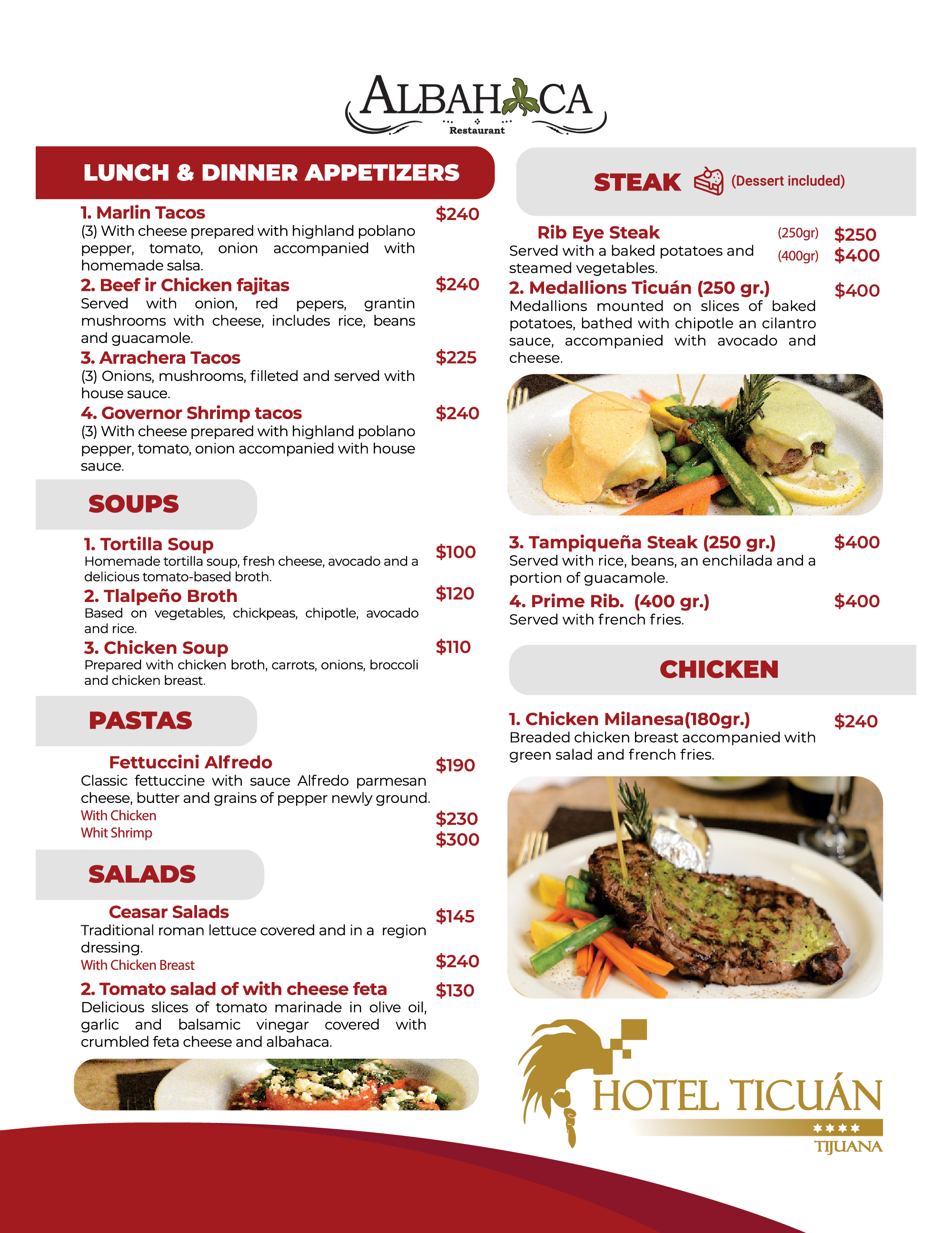 Albahaca Menu