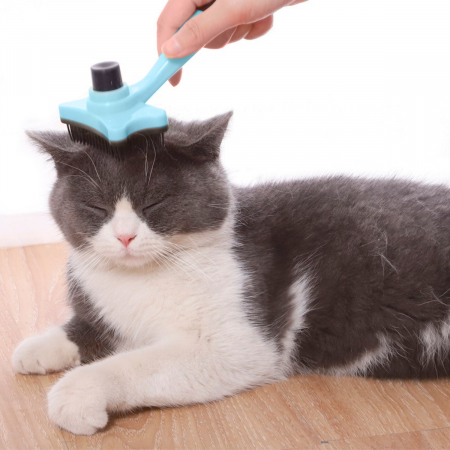 Cepillo para mascota celeste, 13.5cm