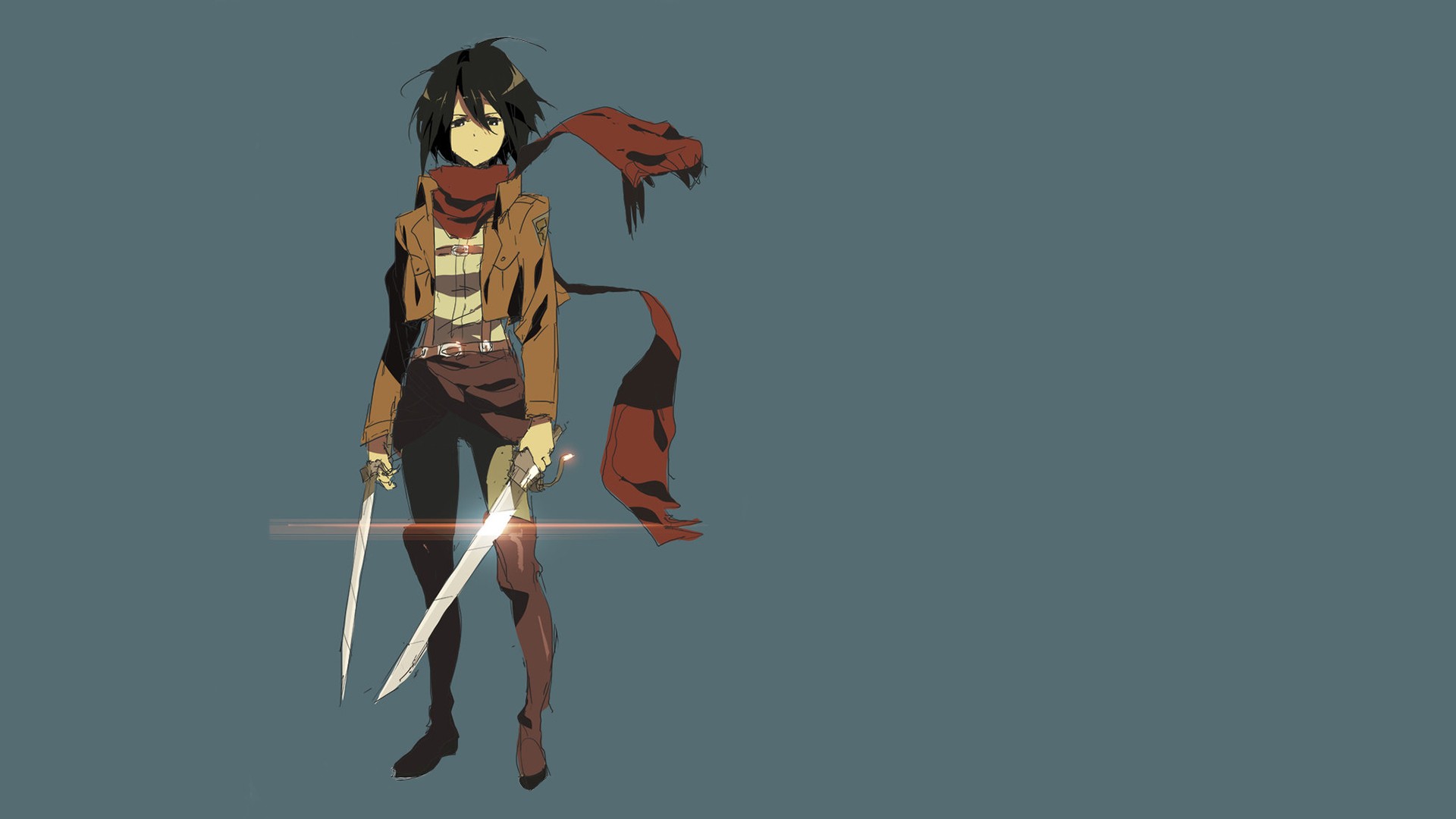Wallpaper Attack On Titan 245 Shingeki no Kyojin, Mikasa Ackerman, anime girls, dark hair, weapon, simple background, anime