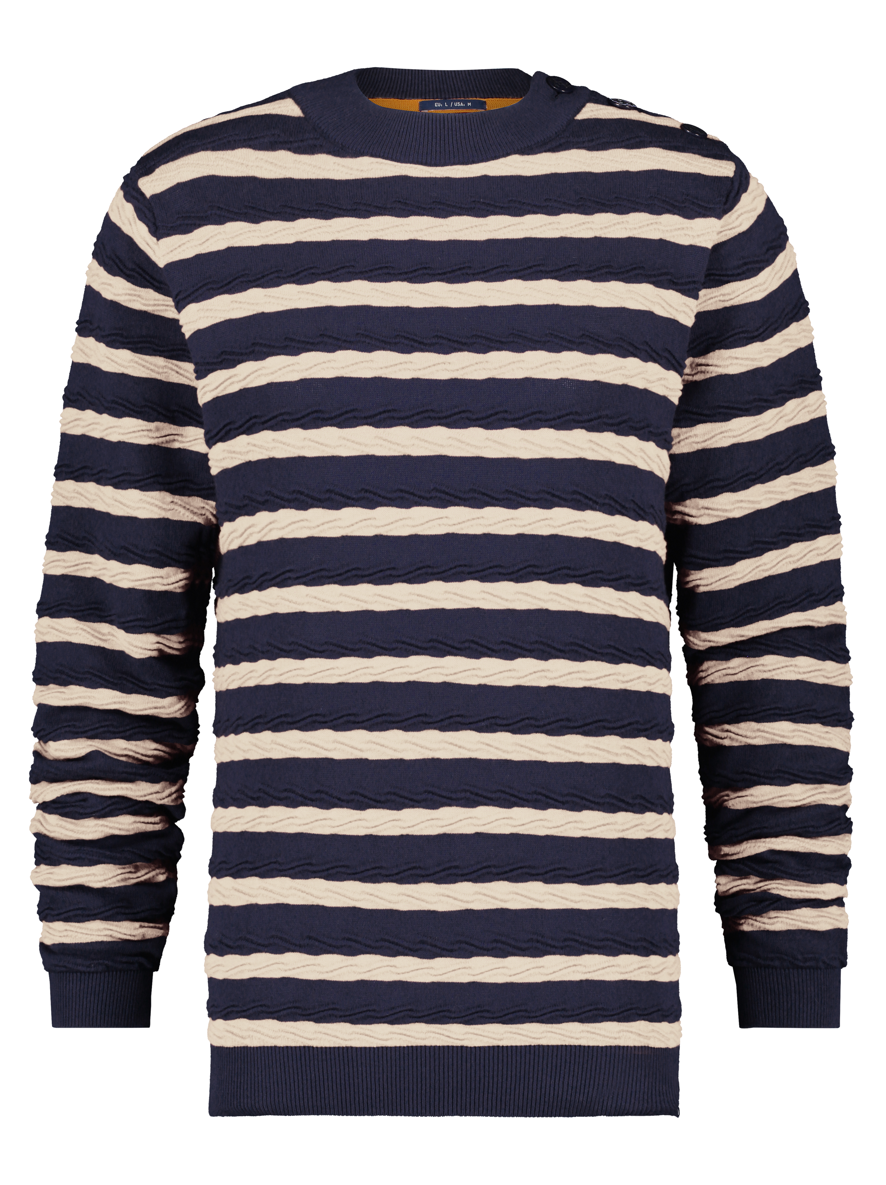 Striped cable sweat navy / off-white