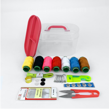 Kit de costura rosado, 9x14.5x8.5cm