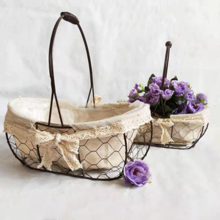 Canasta lino/hierro, 29cm