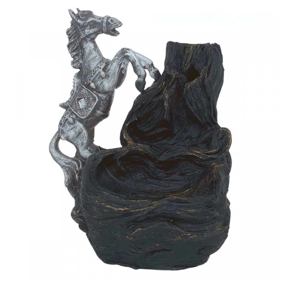 Quemador de incienso cascada plateado, 16x14x16cm