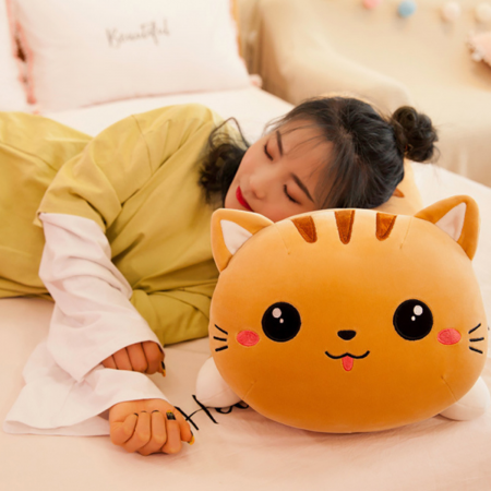 Almohada de gato felpa anaranjado, 95cm