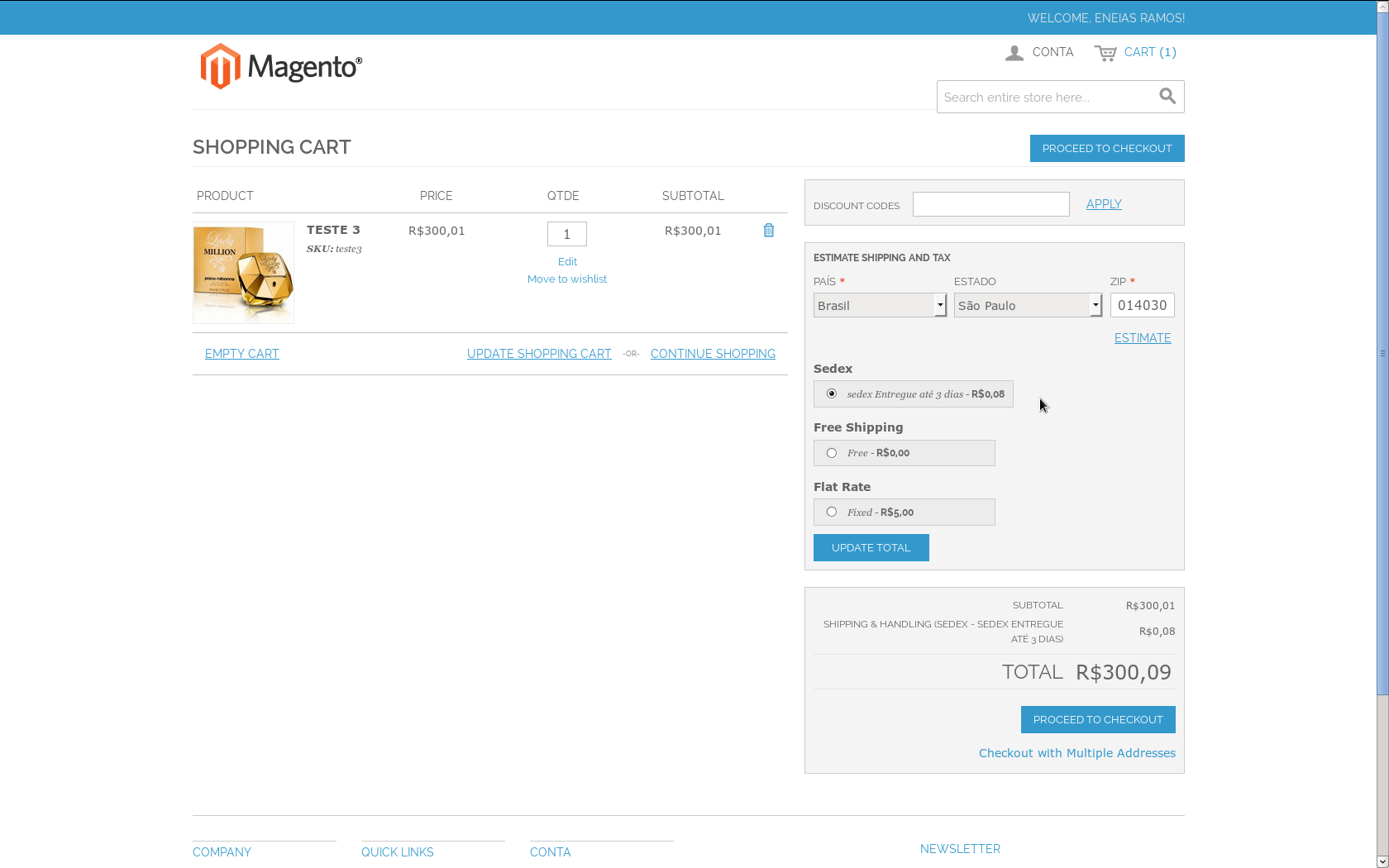 Gamuza Fretes - Magento - Calculando valor do frete no carrinho
