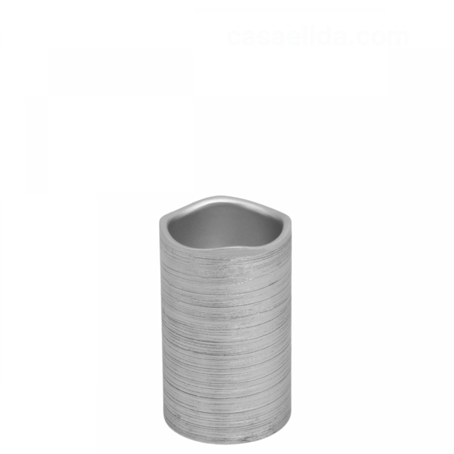Vela artificial de cera plateado, 12xØ7.5cm, led