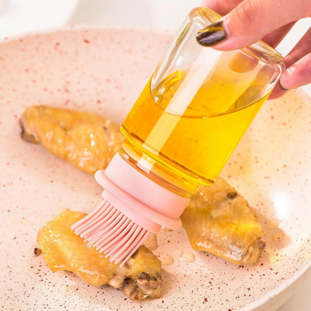 Frasco aceitero rosado, 14xØ5.5cm