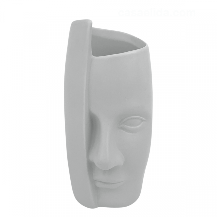 Maceta decorativa gris claro, 15cm, cerámica