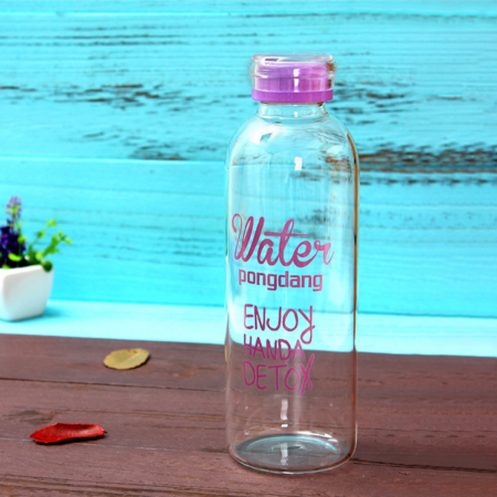 Botella de vidrio resistente al calor morado, 1 litro, borosilicato