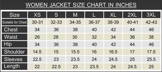 koza women size chart