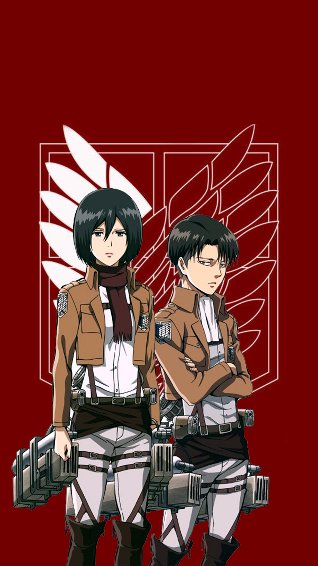 Wallpaper Attack On Titan 24 Mikasa Ackerman, Levi Ackerman, digital art, artwork, Shingeki no Kyojin
