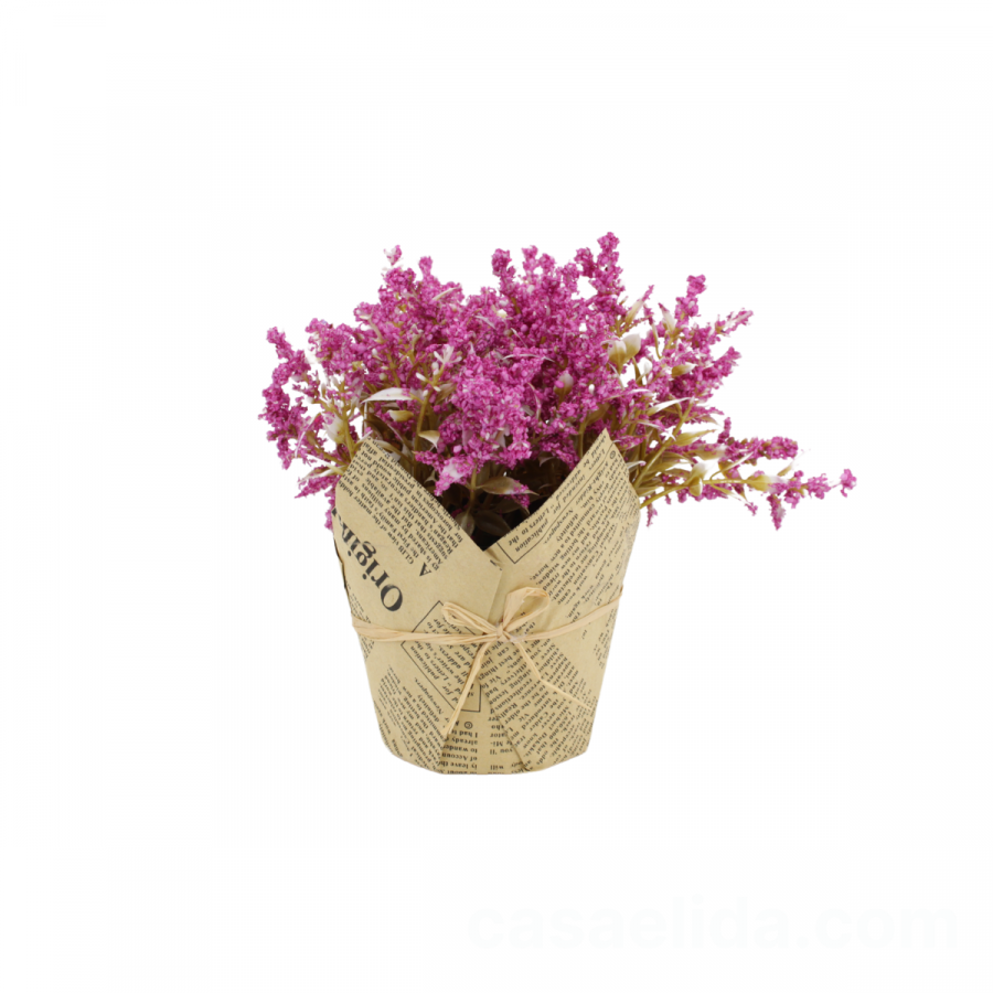 Lavanda artificial con maceta fucsia, 17cm