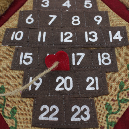 Calendario de adviento navideño papá noel, 50x32cm, tela