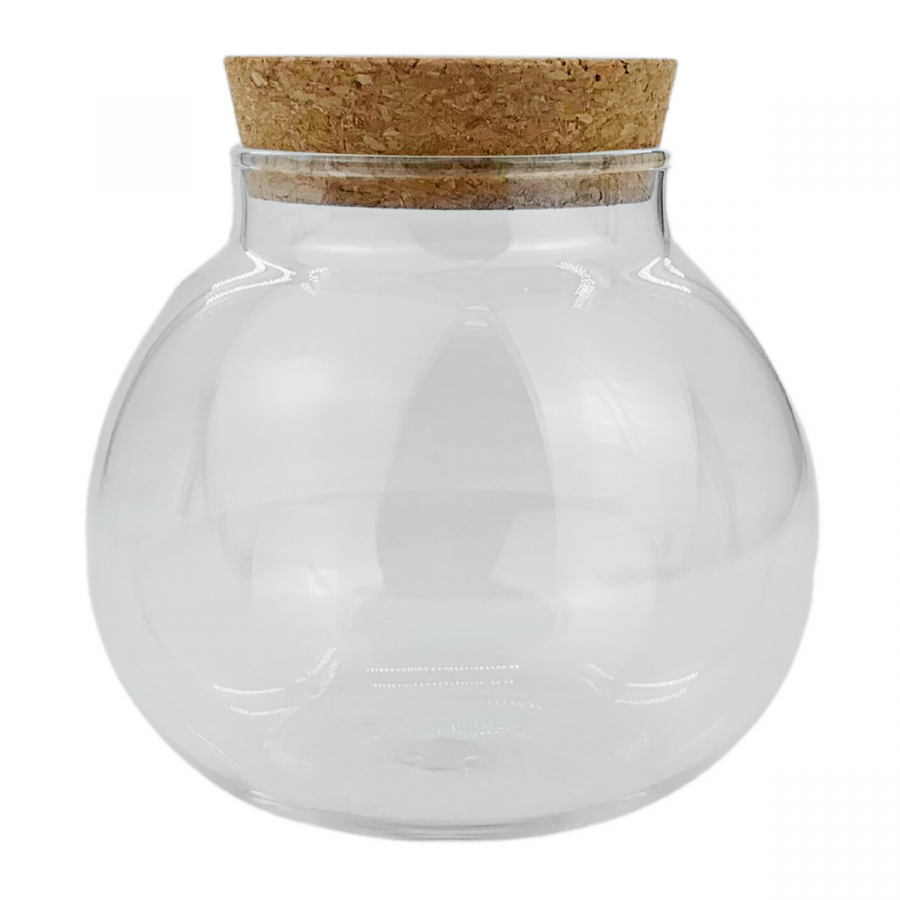 Frasco de vidrio con tapa de corcho 550ml, borosilicato