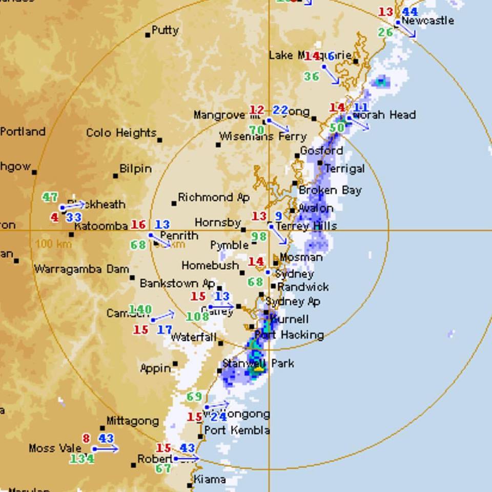 Rain radar Sydney