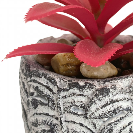 Suculenta artificial + maceta neoregelia, rojo, 13cm
