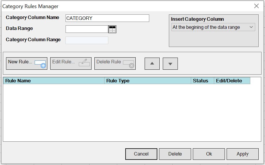 CATEGORY Excel Add-In screenshot