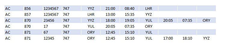 AC 747 Schedules Aug73