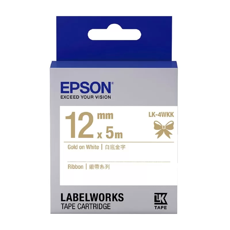 EPSON LK-4WKK (Ribbon Gold on White) Label Tape
