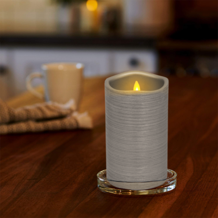 Vela artificial de cera plateado, 15xØ7.5cm, led