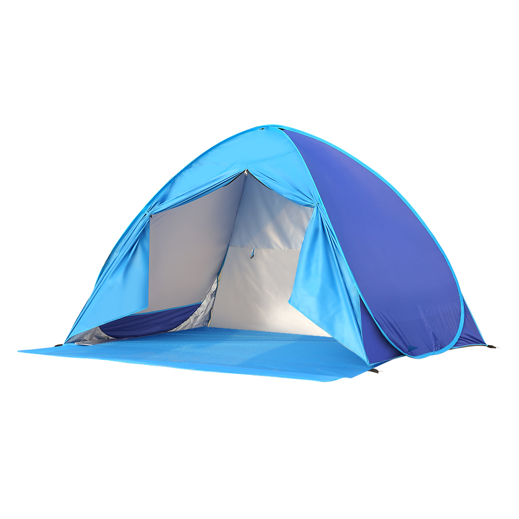 TopSellers-Pop Up Tent Blue - Family Size  UV Resistant & Easy Setup