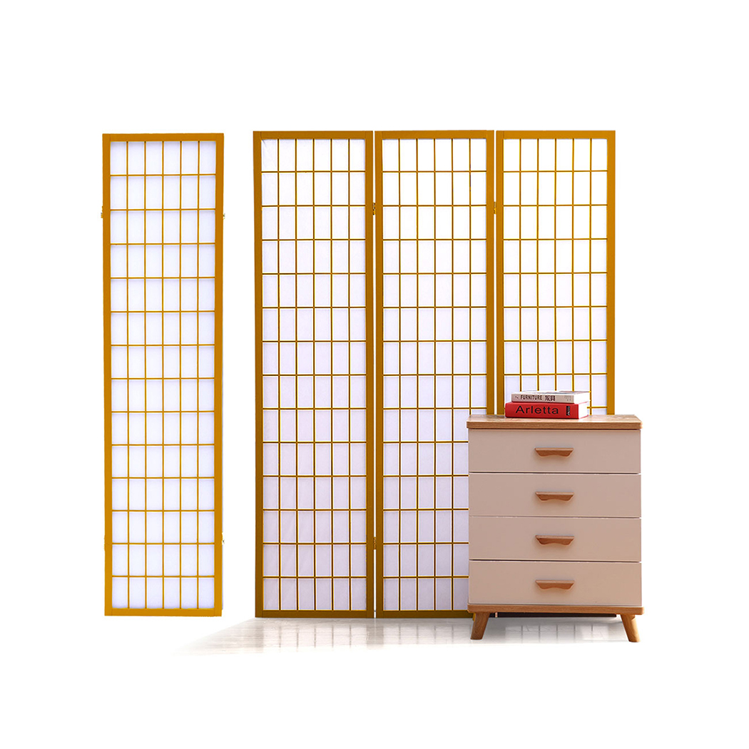 Levede 4 Panel Free Standing Foldable  Room Divider Privacy Screen Wood Frame