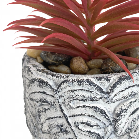 Suculenta artificial + maceta ferreyrae, rojo, 14cm