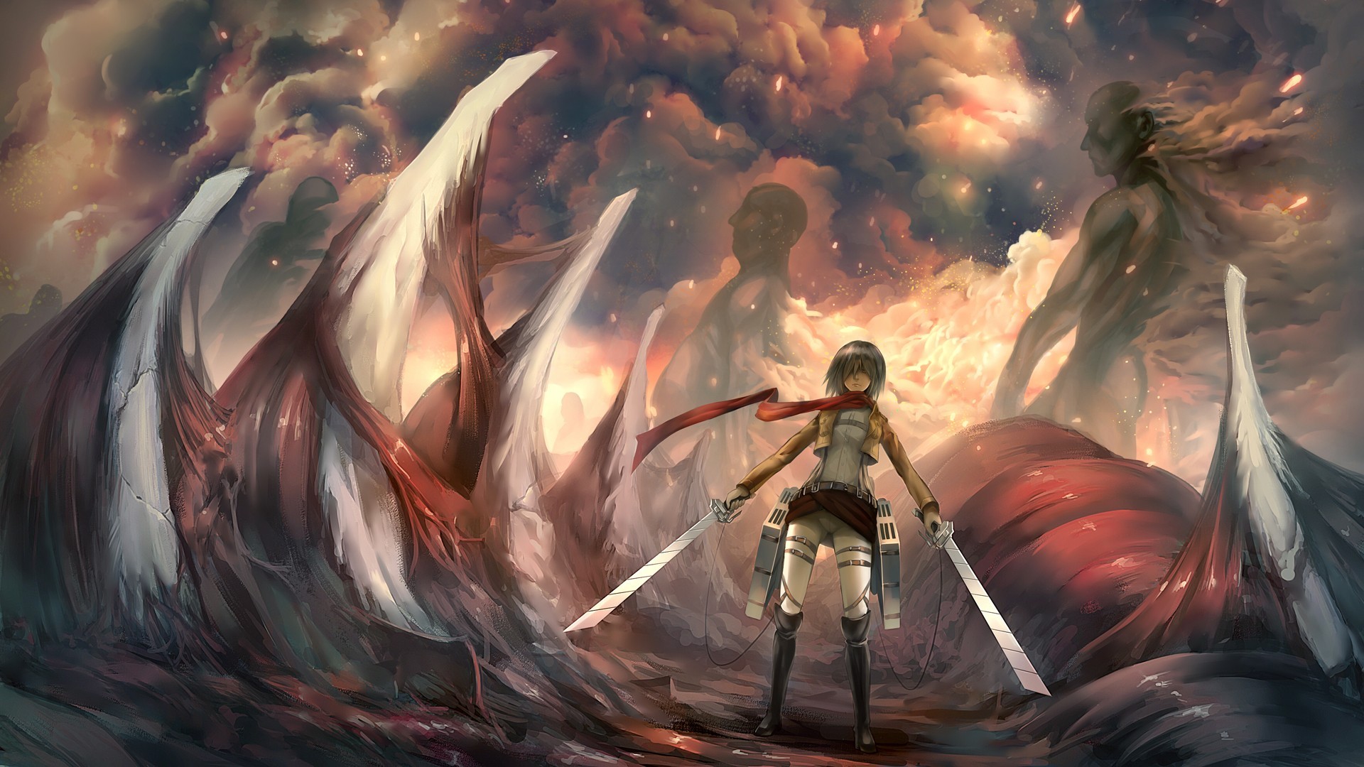 Wallpaper Attack On Titan 487 anime, Shingeki no Kyojin, Mikasa Ackerman