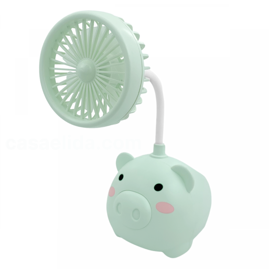 Ventilador portátil con porta lápices verde, 22.5x9.5x12cm