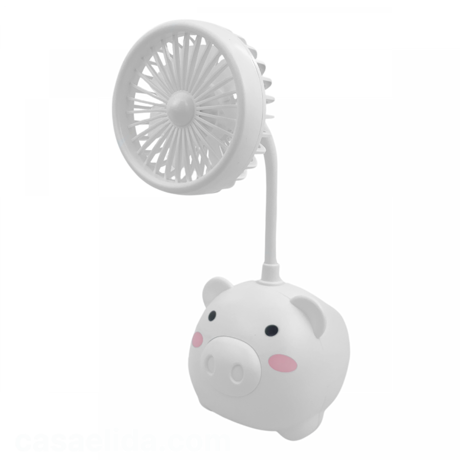 Ventilador portátil con porta lápices blanco, 22.5x9.5x12cm