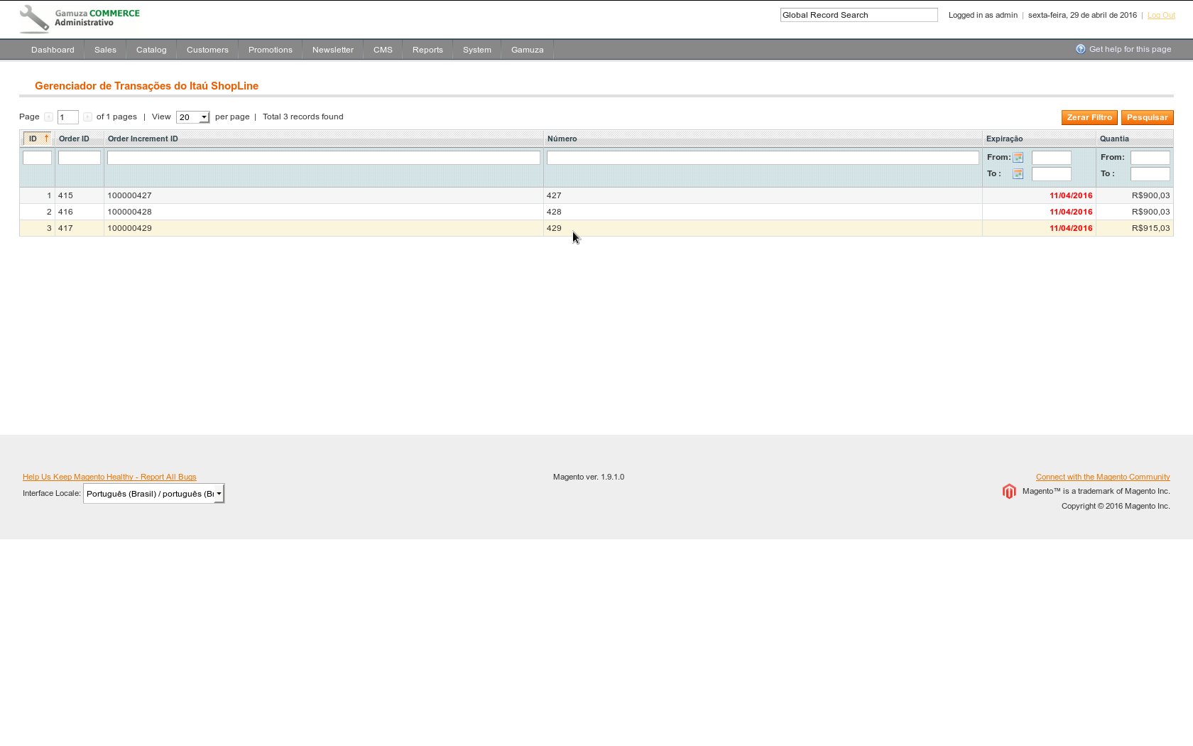 Gamuza Itaú ShopLine - Magento - Consultando e re-enviando transações