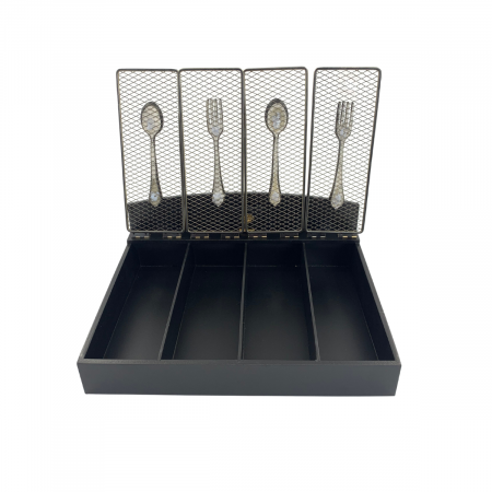 Organizador para cubiertos 12x32.5x24cm, madera/acero