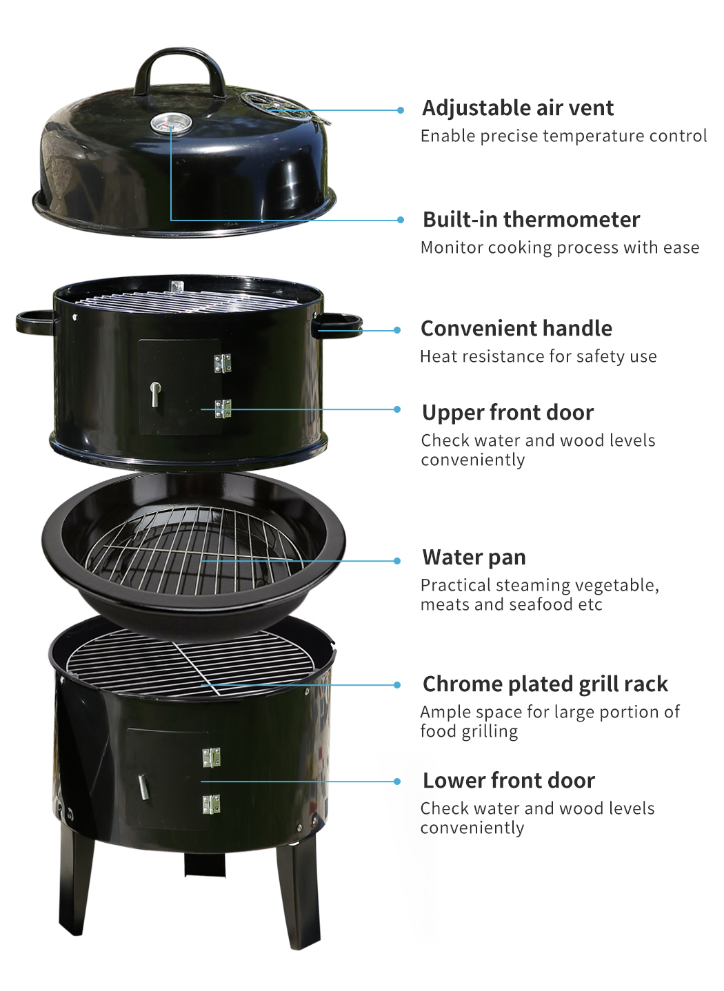 Charcoal BBQ Grill Portable Hibachi Barbecue Outdoor Foldable Camping Picnic - Picture 16 of 69