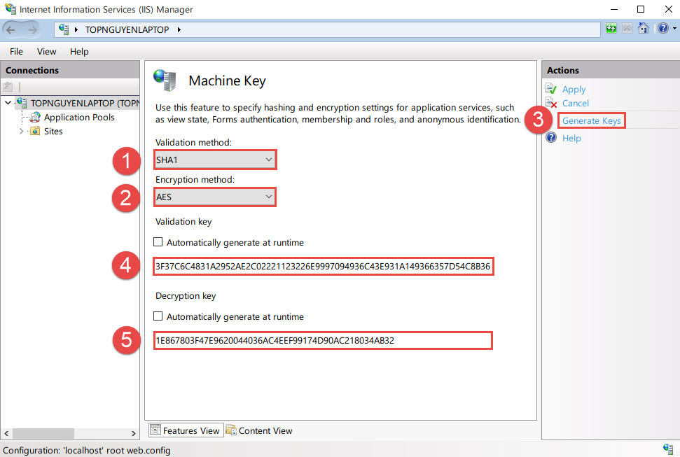 IIS Machine Key - Generate Key