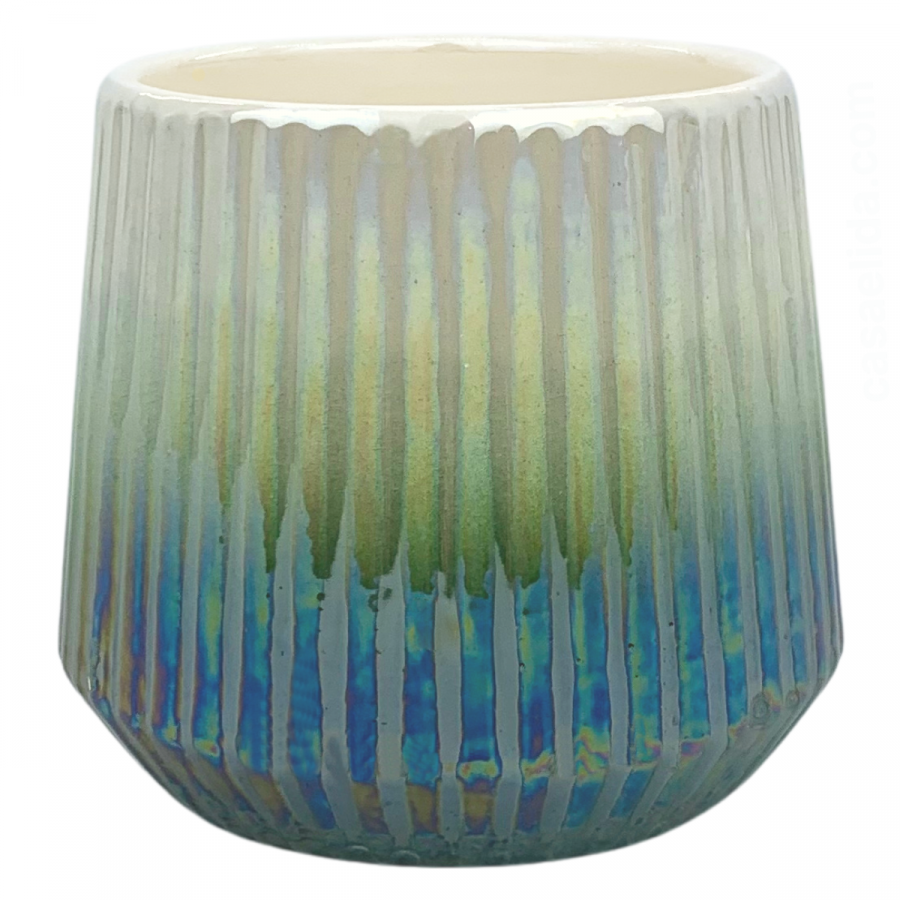 Maceta decorativa tornasol verde oscuro, 10xØ11cm, cerámica