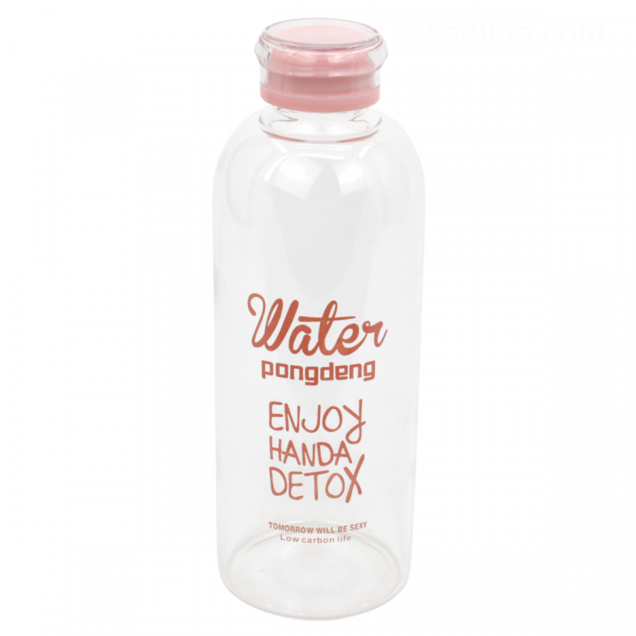 Botella de vidrio resistente al calor rosado, 1 litro, borosilicato